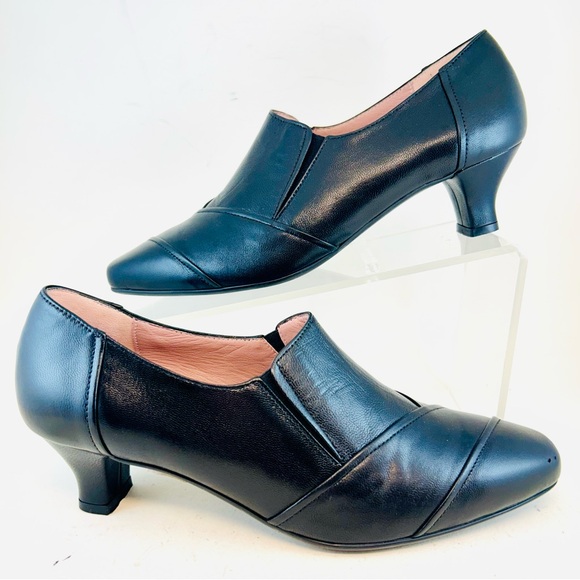 Beautifeel Black Leather Rosalina Pleated Pumps Heels, size 39 8 8.5 - Picture 5 of 12